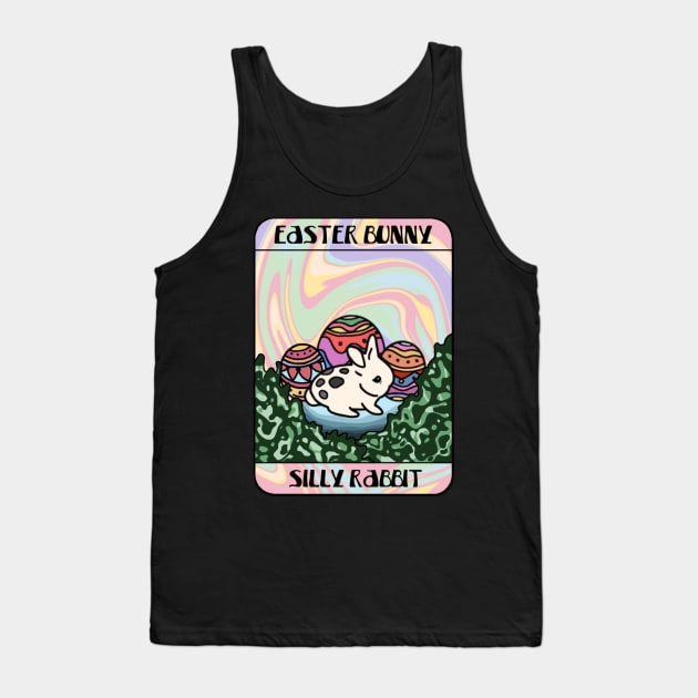 Cute Netherland Dwarf Bunny Celebrating Easter with Colorful Eggs Vintage Bunny Tarot Tank Top by wigobun